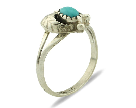 Navajo Ring .925 Silver Natural Blue Turquoise Artist Signed DT C.80's