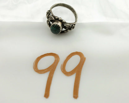 Navajo Ring .925 Silver Spiderweb Turquoise Native American Artist C.1980's