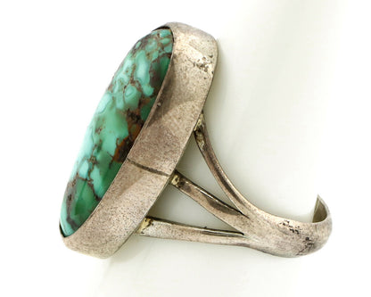 Navajo Ring .925 Silver Spiderweb Turquoise Native American Artist C80s