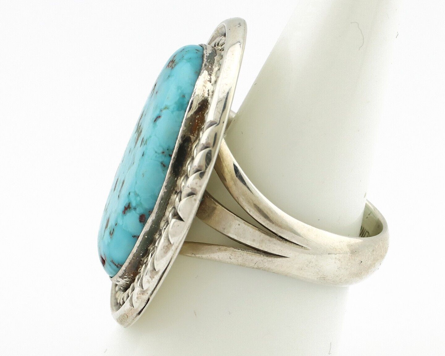 Navajo Ring 925 Silver Morenci Turquoise Signed Lee Bennett C.80's