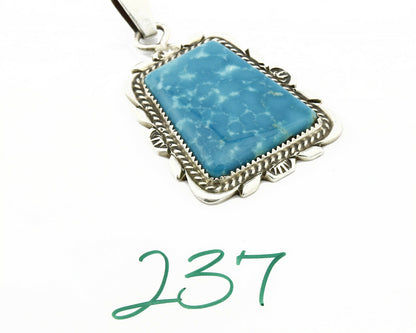 C. 1980-90's Navajo Signed TALHAT Blue Turquoise .925 Silver Pendant