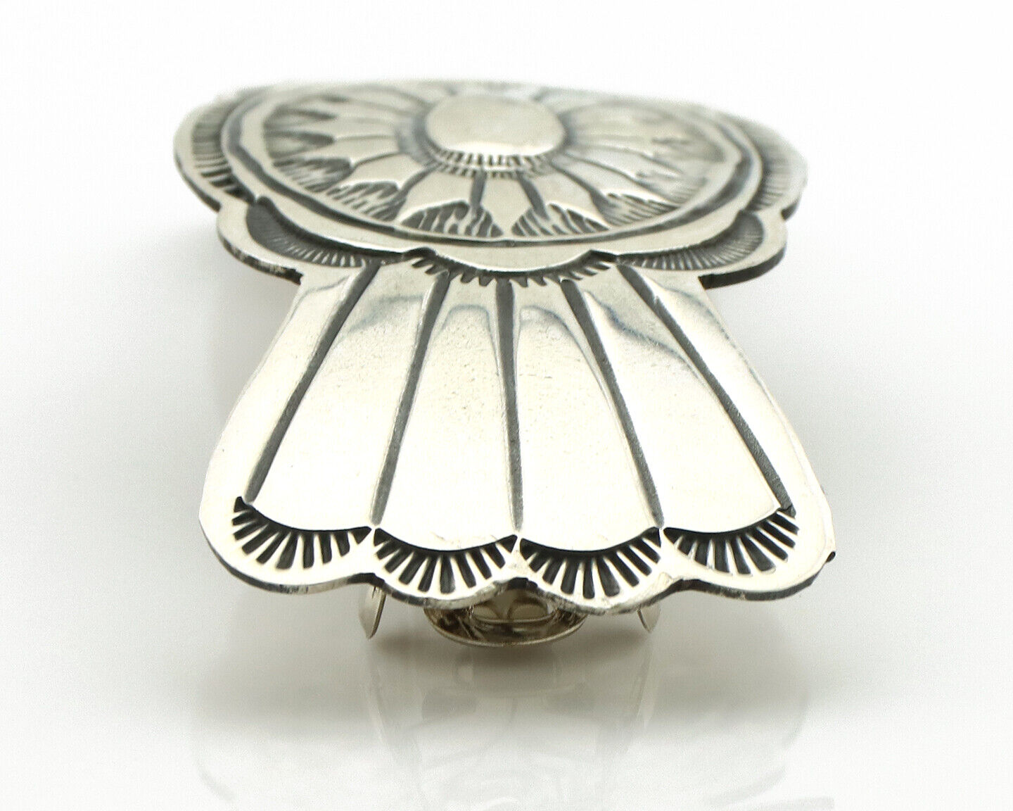 Navajo Hair Clip Barrette .925 Silver Hand Stamped Artist Signed Harold Tom C80s