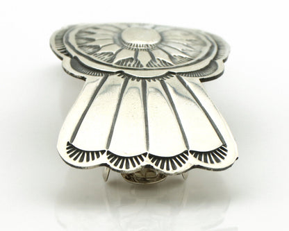 Navajo Hair Clip Barrette .925 Silver Hand Stamped Artist Signed Harold Tom C80s