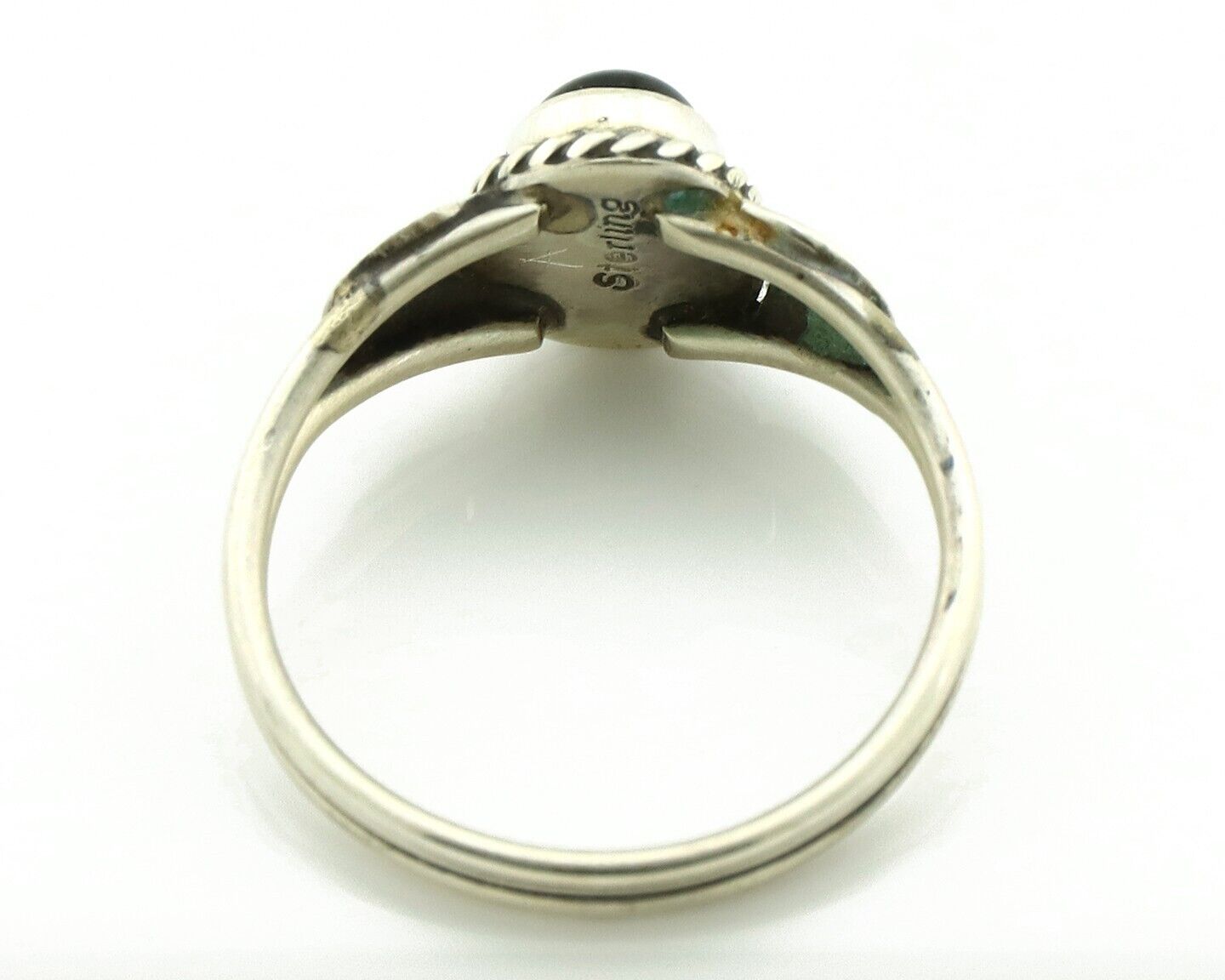 Navajo Ring 925 Silver Natural Mined Black Onyx Native American Artist C.80's
