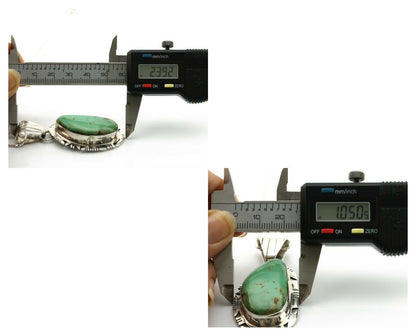 Navajo Pendant .925 Silver Manassas Turquoise Signed FT C.80's