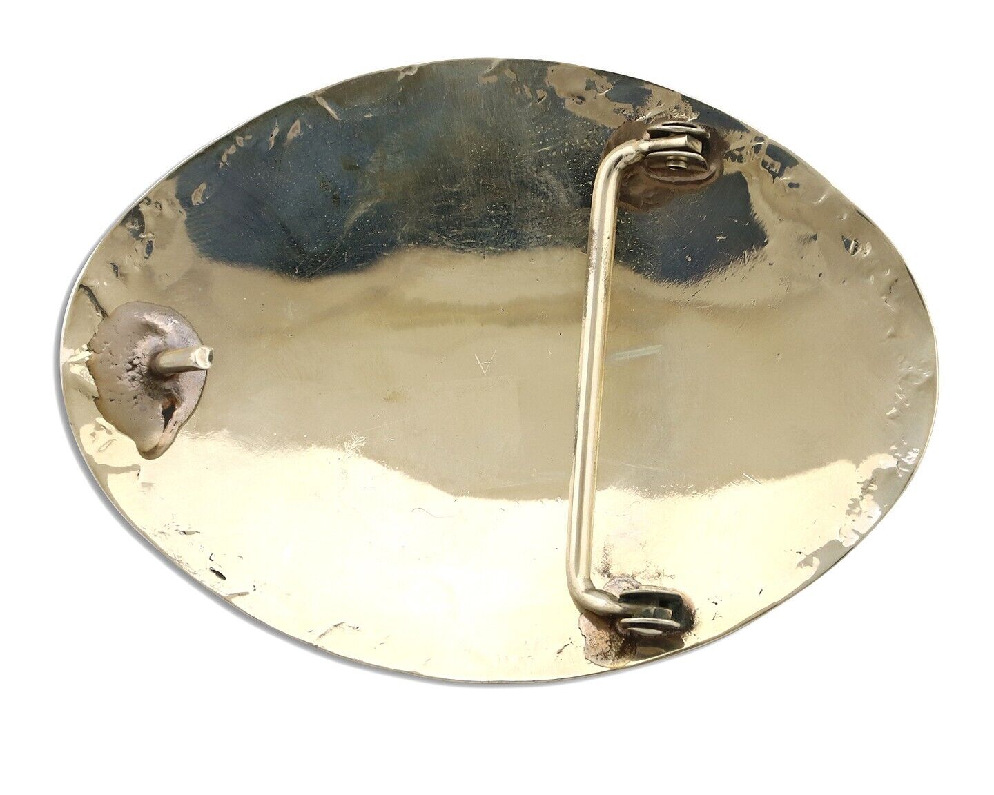 Navajo Buffalo Belt Buckle Nickle Silver Gemstone Handmade Native American C.80s