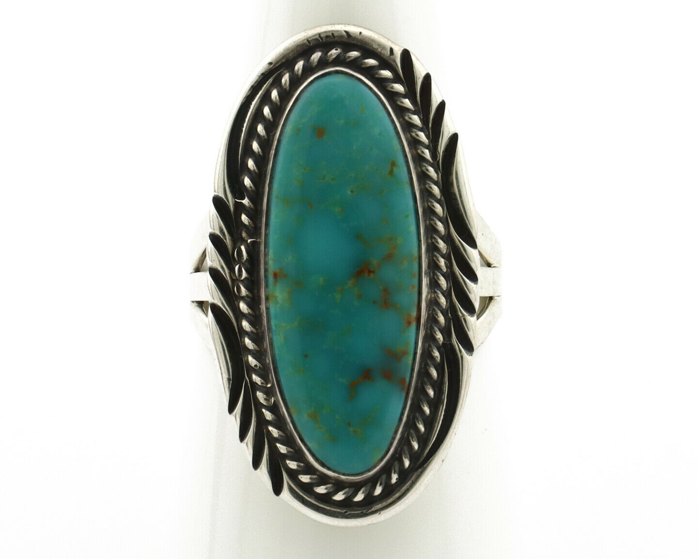 Navajo Ring .925 Silver Kingman Turquoise Native American Artist C.80's