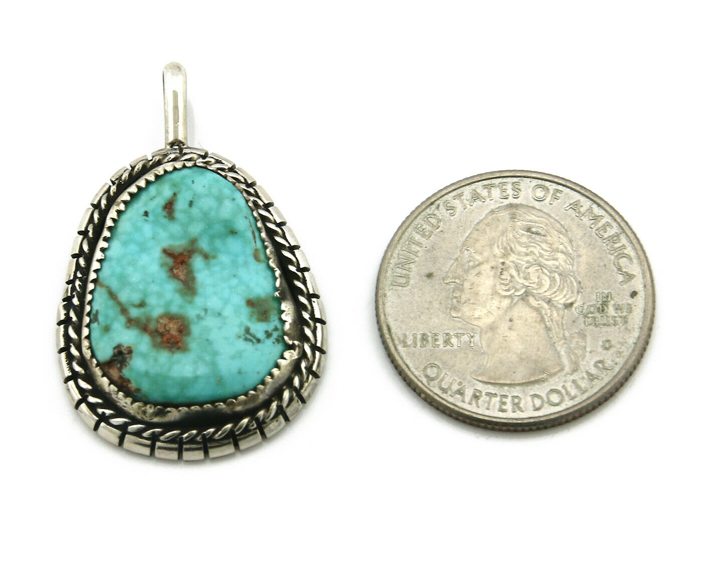 Navajo Pendant .925 Silver Kingman Turquoise Signed Artist Tom Willeto C.80's