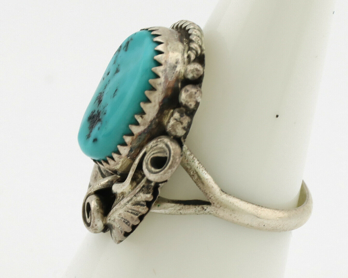 Navajo Ring .925 Silver Sleeping Beauty Turquoise Native American Artist C.80's