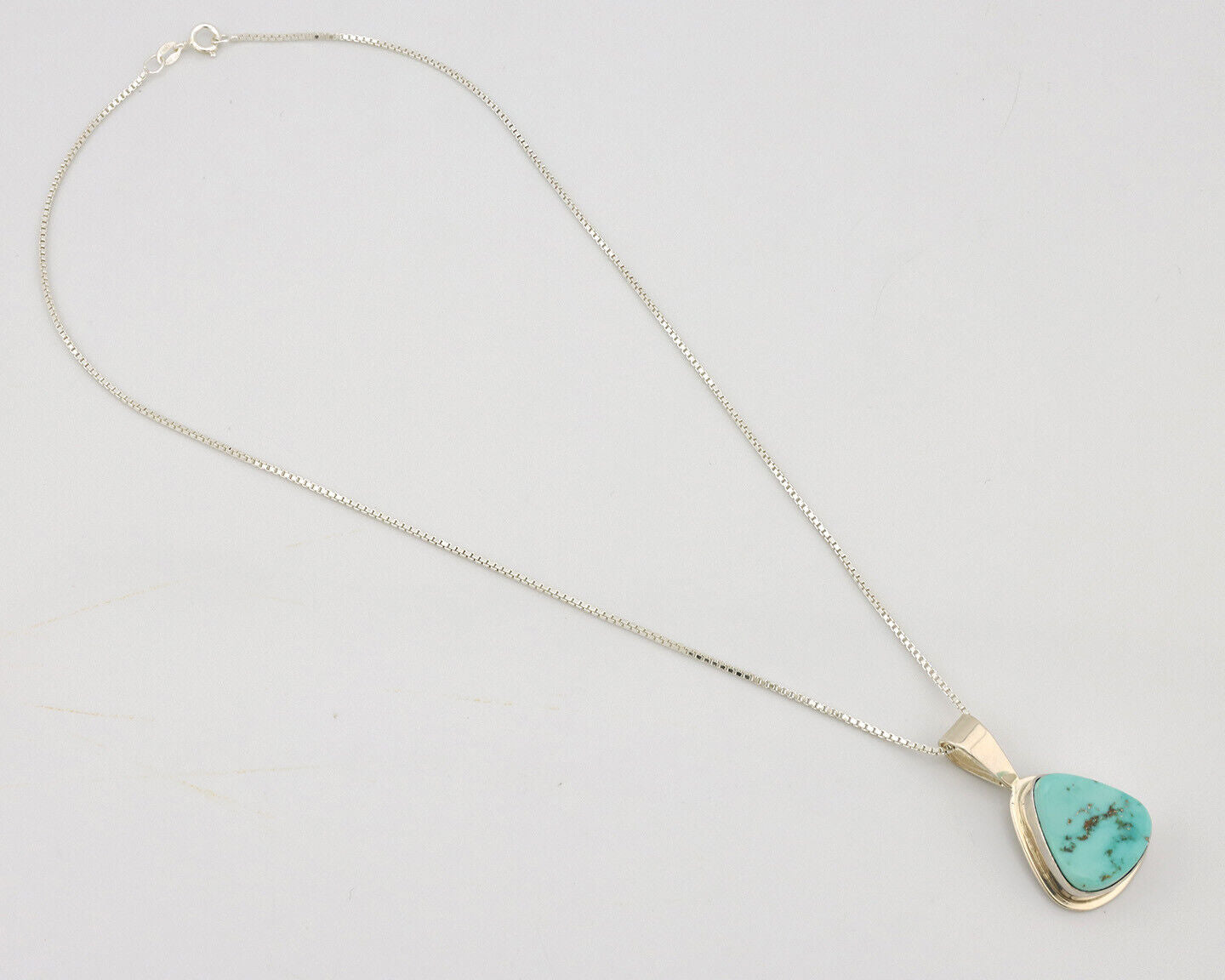 Navajo Necklace .925 Silver Fox Mine Turquoise Signed Doug Zachary C.1980's