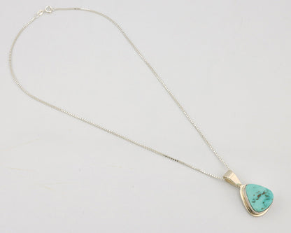 Navajo Necklace .925 Silver Fox Mine Turquoise Signed Doug Zachary C.1980's