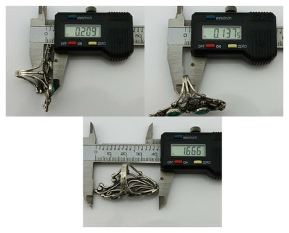 Navajo Ring .925 Silver Natural Turquoise Signed Prairie Fire C.80's
