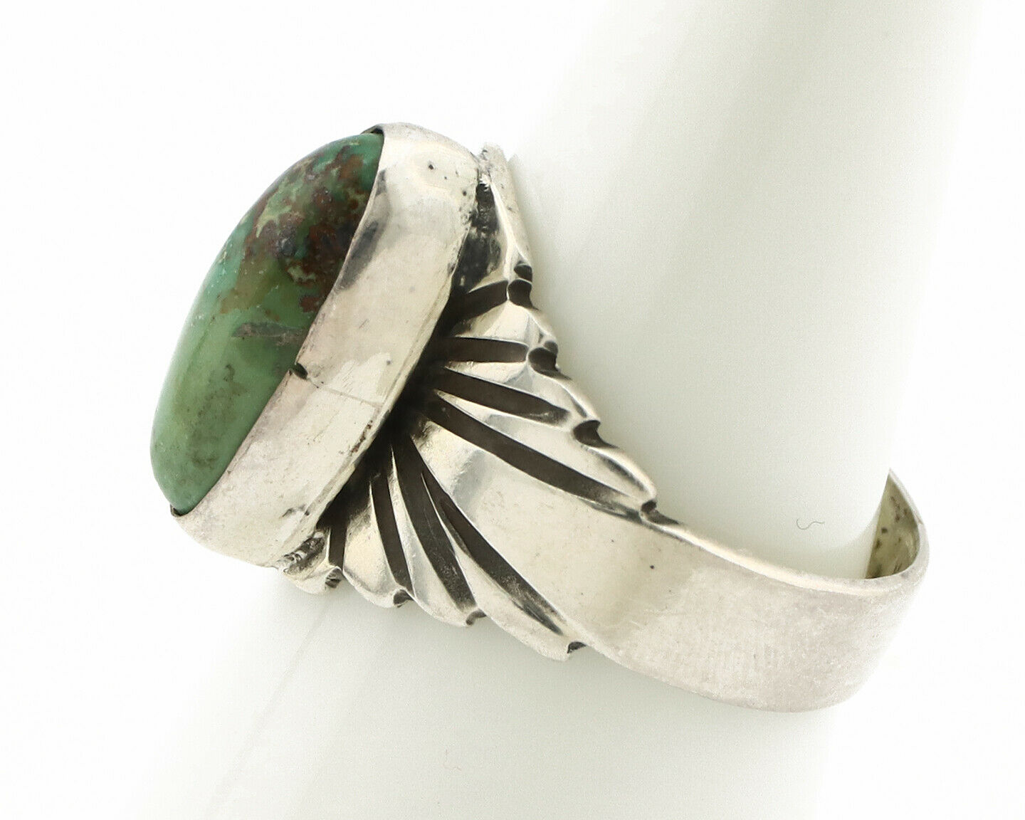 Navajo Ring .925 Silver Bisbee Turquoise Artist Signed Apache C.80's