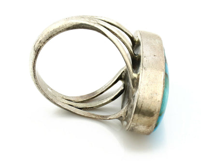 Navajo Ring .925 Silver Nevada Turquoise Native American Artist C.80's