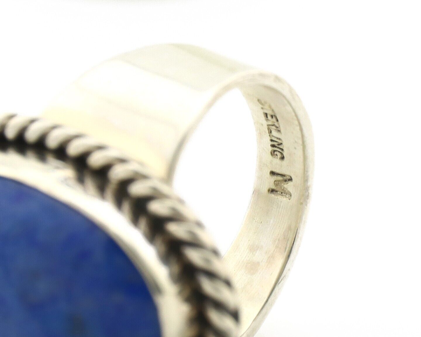 Navajo Ring 925 Silver Natural Lapis Artist Signed Wilbur Musket Jr C.80's