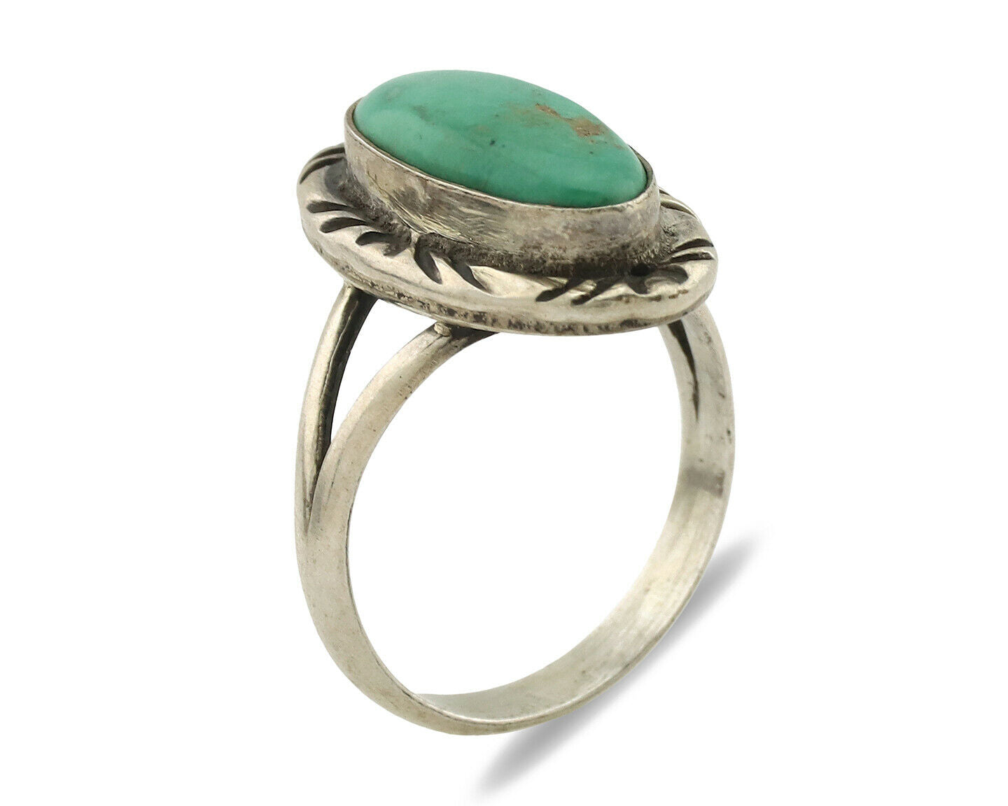 Navajo Ring .925 Silver Natural Mined Turquoise Artist Signed C.80's