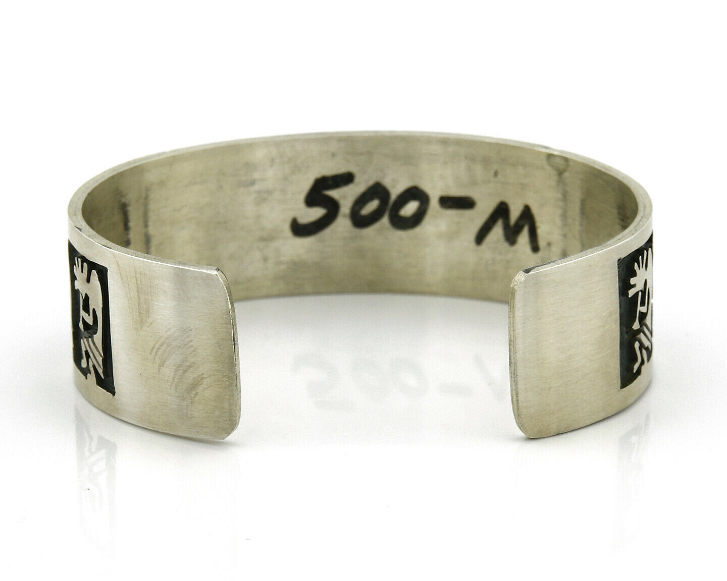 Hopi Bracelet .925 Silver Handmade Kokopelli Corn Sun Overlay Cuff