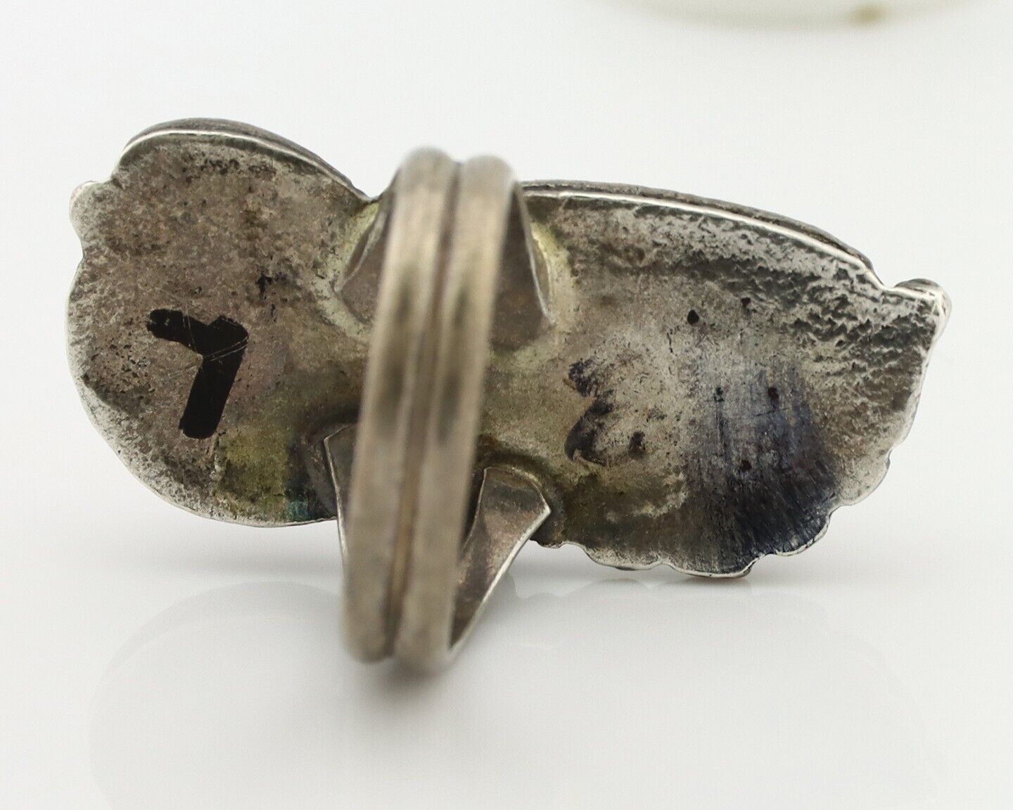 Navajo Handmade Ring 925 Silver Turquiose & Coral Native American Artist C.80's