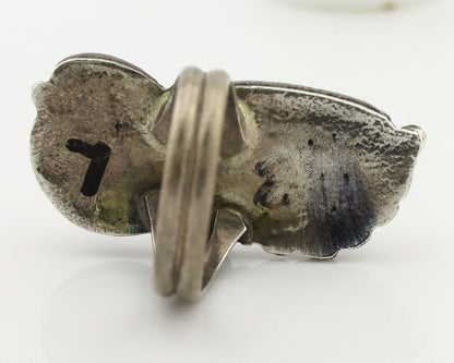Navajo Handmade Ring 925 Silver Turquiose & Coral Native American Artist C.80's