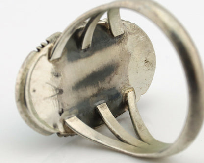 Navajo Ring .925 Silver Aqua Turquoise Native American Artist C.1980's