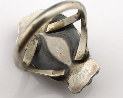 Navajo Ring 925 Silver Sleeping Beauty Turquoise Signed Justin Morris C.80's