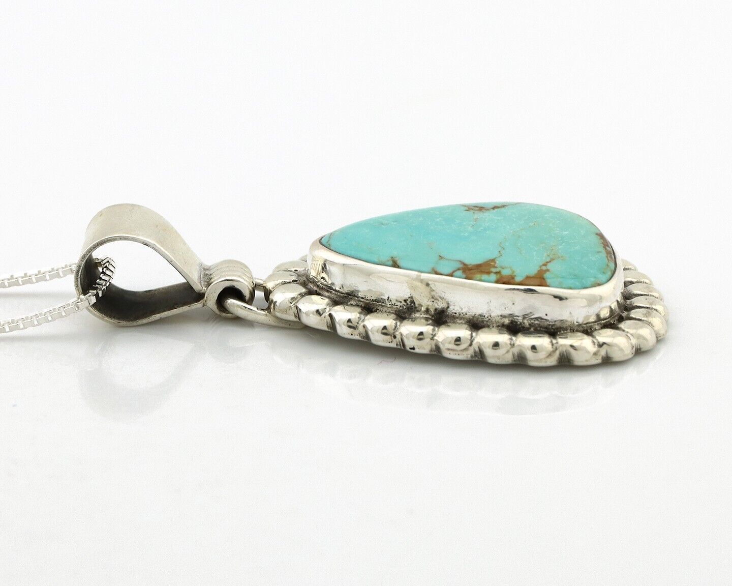 Navajo Necklace 925 Silver Arizona Turquoise Native American Artist Signed C80's