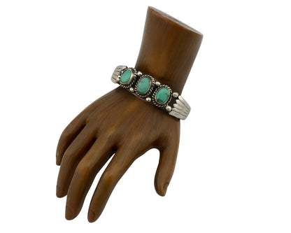 Navajo Bracelet .925 Silver Arizona Turquoise Artist Signed C Montoya Circa 80's