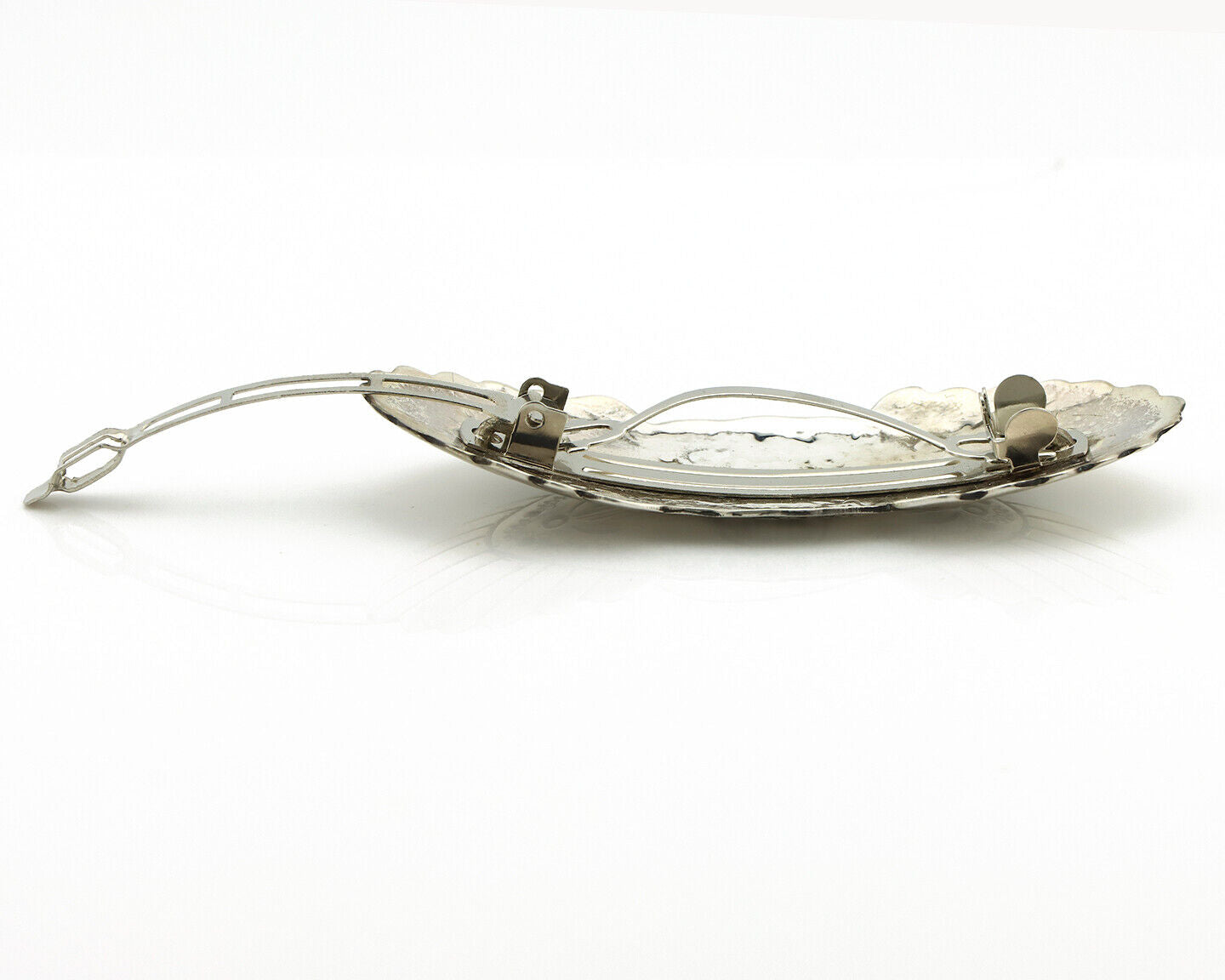 Navajo Hair Clip Barrette .925 Silver Hand Stamped Artist Signed C Montoya C80s