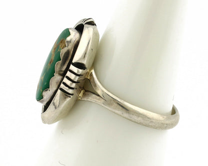 Navajo Ring .925 Silver Fox Mine Turquoise Handmade Native American Artist C80s
