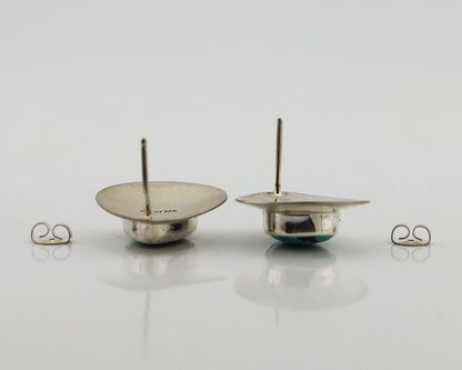 Navajo Earrings 925 Silver Blue Spiderweb Turquoise Native American Artist C90s