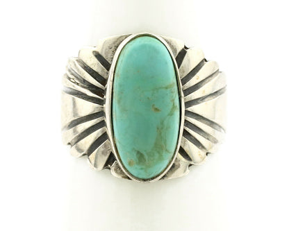 Navajo Ring .925 Silver Kingman Turquoise Artist Signed Apache C.80's