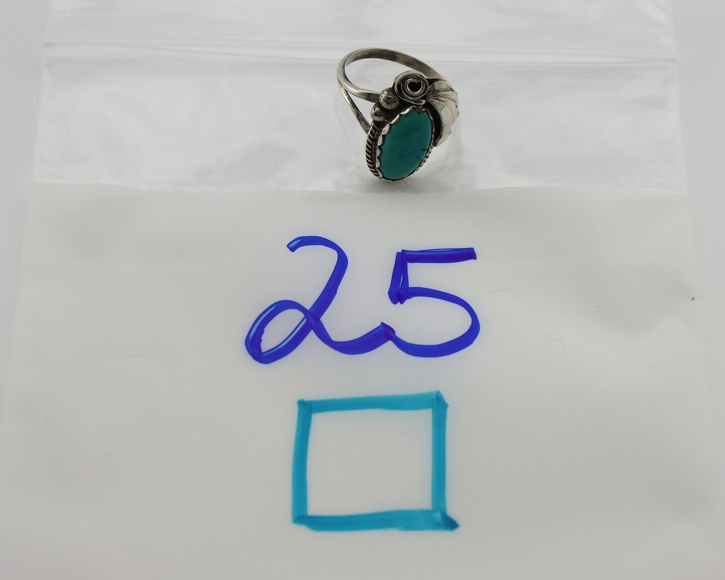 Navajo Inlaid Ring 925 Silver Blue Turquoise Artist Signed Justin Morris C.80s