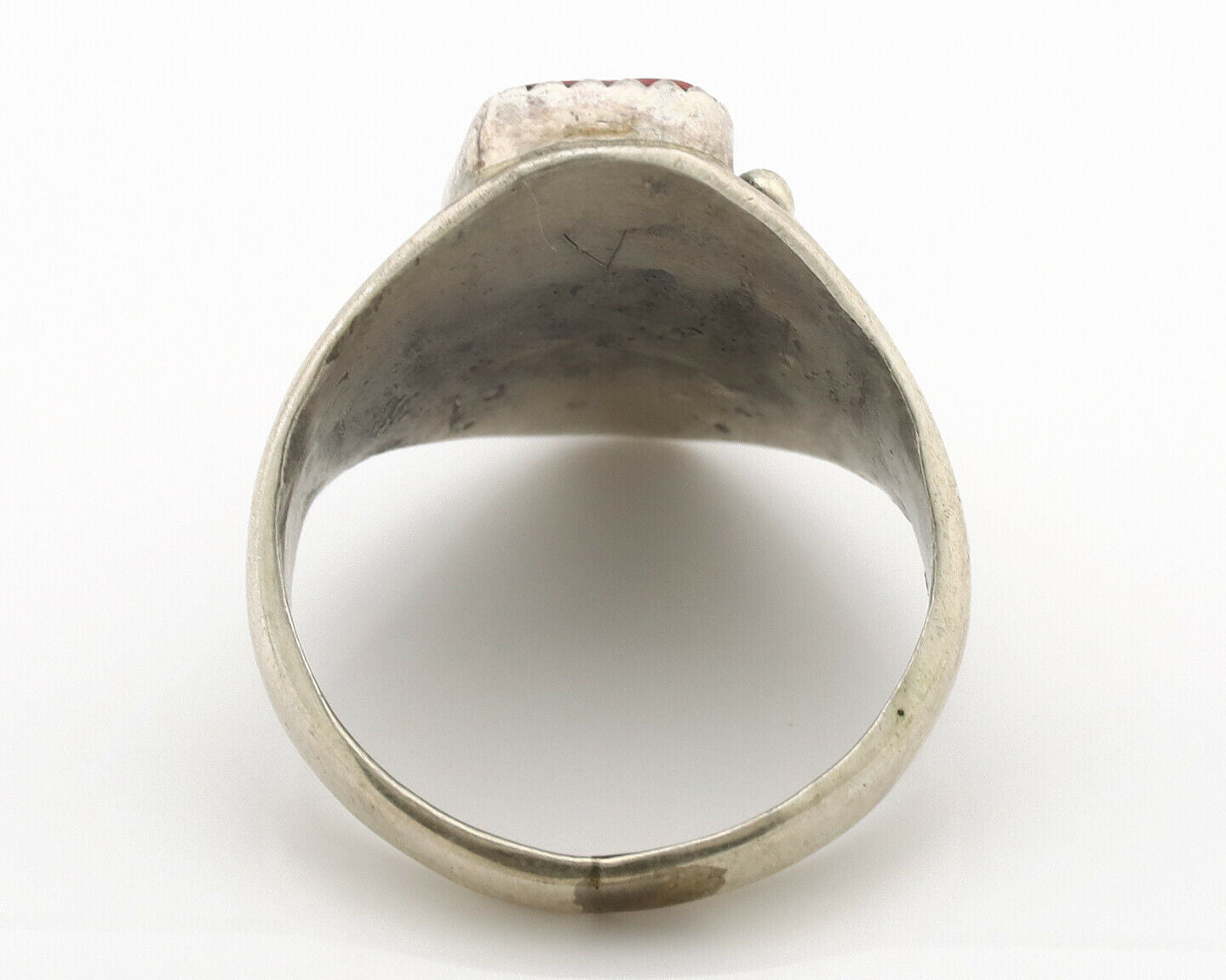 Zuni Ring .925 Silver Natural Turquoise & Coral Native American Artist C.1980's