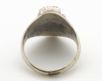 Zuni Ring .925 Silver Natural Turquoise & Coral Native American Artist C.1980's