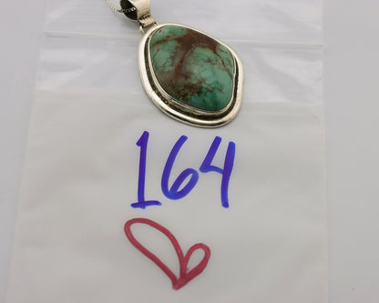 Navajo Necklace .925 Silver Kingman Turquoise Signed Native C.1980's