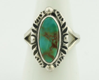 Navajo Ring .925 Silver Natural Mined Turquoise Artist Signed Gecko C.80's