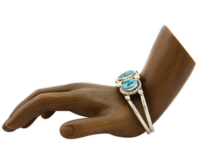 Navajo Bracelet .925 Silver Sleeping Beauty Turquoise Native C.80's