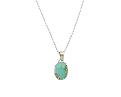 Navajo Necklace .925 Silver Kingman Turquoise Signed Gecko C.80's