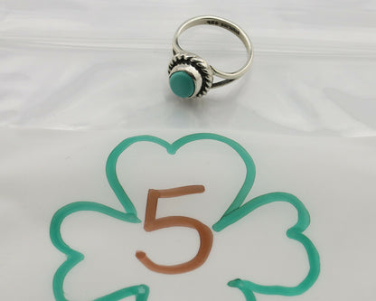 Navajo Ring .925 Silver Kingman Turquoise Artist Signed Gecko C.90's