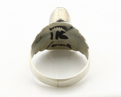 Navajo Ring .925 Silver Kingman Turquoise Artist Signed Apache C.80's