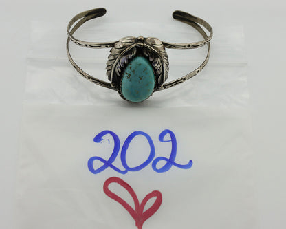 Navajo Bracelet .925 Silver Powder Blue Natural Turquoise Signed Sun C.80's
