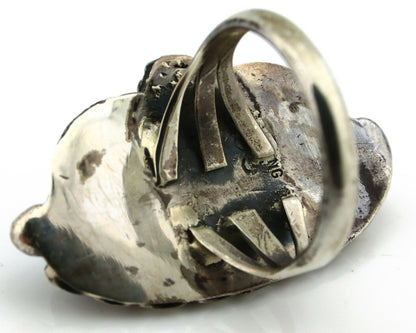 Navajo Ring .925 Silver Natural Blue Turquoise Artist Signed SC C.80's