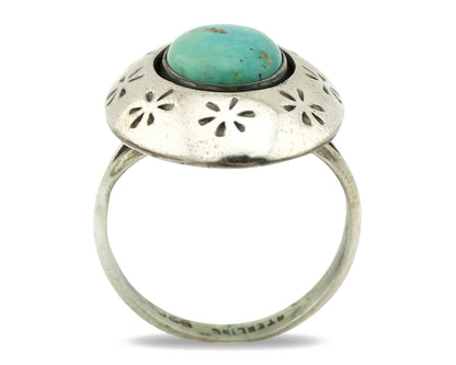 Navajo Ring .925 Silver Natural Blue Turquoise Native American Artist C.1980's