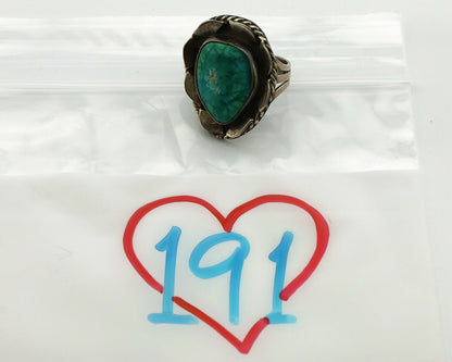 Navajo Handmade Ring .925 Silver Green Turquoise Artist Signed DC C.1980's