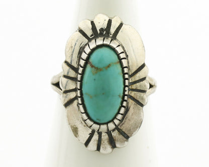 Navajo Ring .925 Silver Natural Mined Turquoise Artist Signed M Montoya C.80's