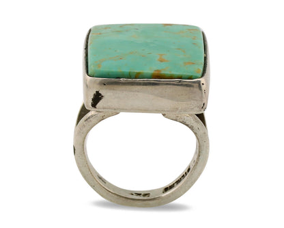 Navajo Ring .925 Silver Kingman Turquoise Artist Signed Gecko C.80's