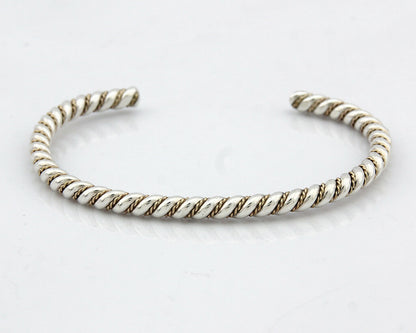 Navajo Bracelet .925 Silver Braided Twisted Artist Tahe C80's 4.0mm Wide