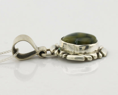 Navajo Necklace .925 Silver Damele Variscite Signed Sun C.1980's