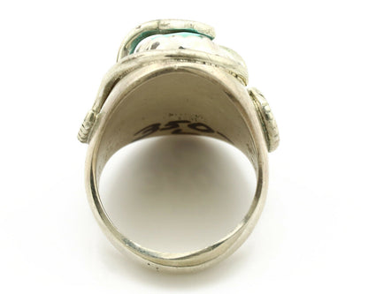 Zuni Ring .925 Silver Blue Turquoise Artist Signed Effie Calavaza C.1980's