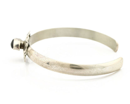 Navajo Bracelet .925 Silver Natural Black Onyx Artist Signed E C.1980's